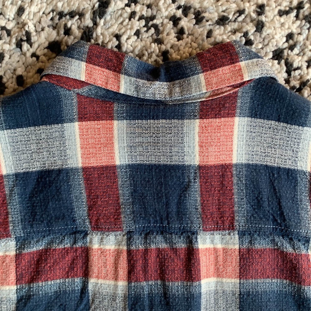 Tommy Bahama 100% Silk Shirt Blue Red Plaid Short Sleeve Button Up Men's Medium - Picture 14 of 15